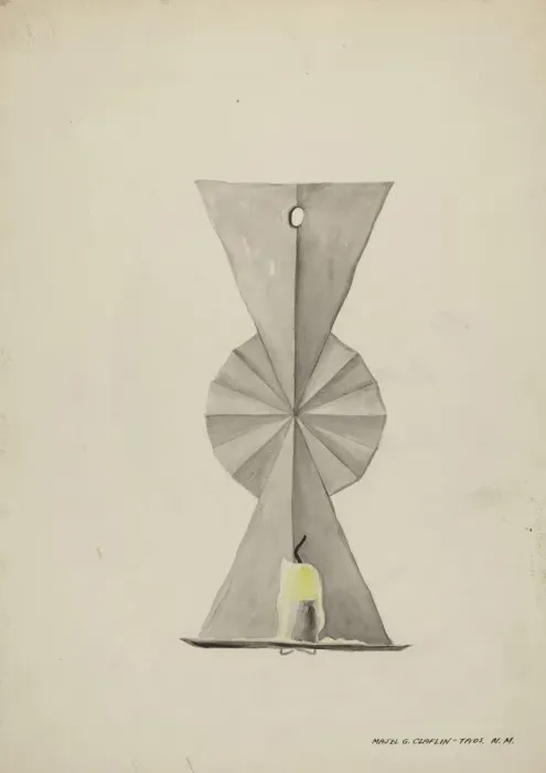 Framed Print : Tin Sconce, 1935 / 1942. Creator: Majel G. Claflin Framed Print : Tin Sconce, 1935 / 1942. Creator: Majel G. Claflin