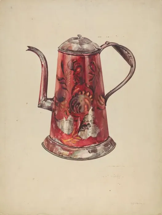 Framed Print : Tin Teapot, c. 1938. Creator: James McLellan Framed Print : Tin Teapot, c. 1938. Creator: James McLellan