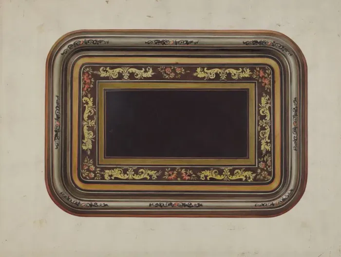 Framed Print : Tin Tray, c. 1937. Creator: Victor F. Muollo Framed Print : Tin Tray, c. 1937. Creator: Victor F. Muollo