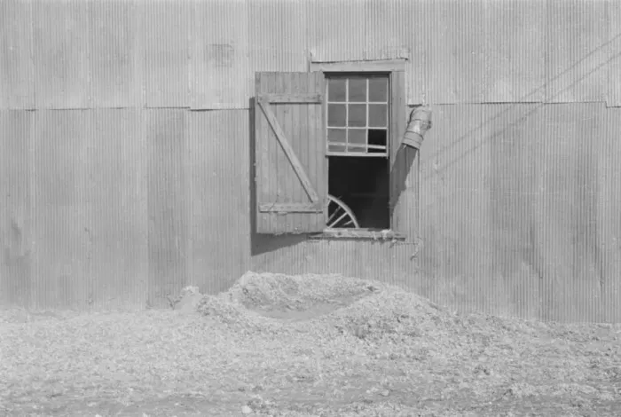Framed Print : Tin wall of the cotton gin building, Vicinity of Moundville, Alabama, 1936. Creator: Walker Evans Framed Print : Tin wall of the cotton gin building, Vicinity of Moundville, Alabama, 1936. Creator: Walker Evans