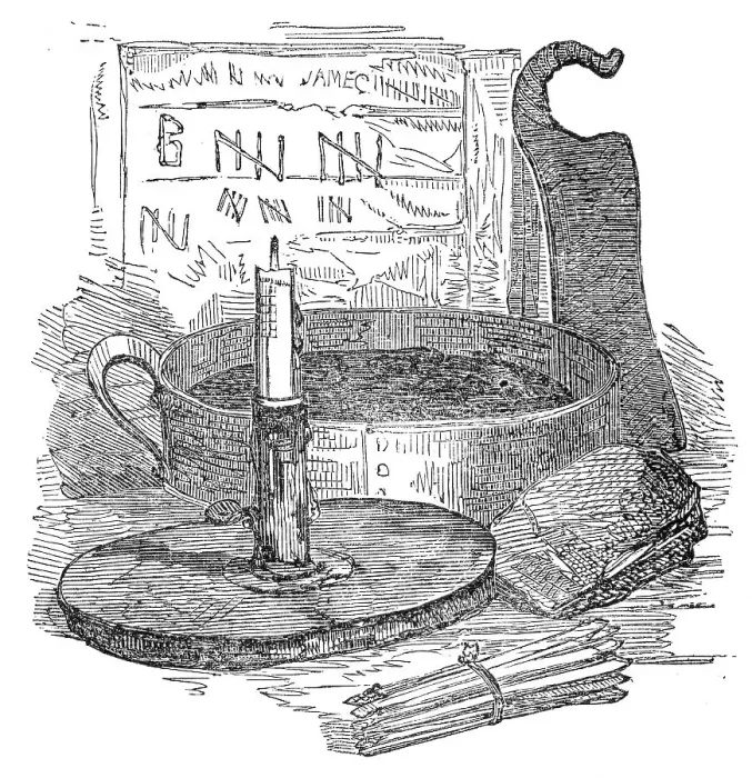 Framed Print : The tinder-box with its et ceteras, 1860. Creator: Unknown Framed Print : The tinder-box with its et ceteras, 1860. Creator: Unknown