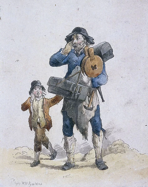 A tinker and a child, Provincial Characters, 1804. Artist: William Henry Pyne