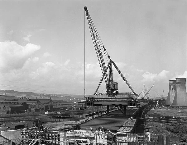 Tinsley Viaduct under construction, Meadowhall, near Sheffield, South Yorkshire, 1967