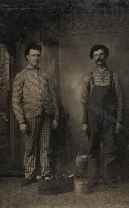Framed Print : Two Tinsmiths, 1860s-70s. Creator: Unknown Framed Print : Two Tinsmiths, 1860s-70s. Creator: Unknown