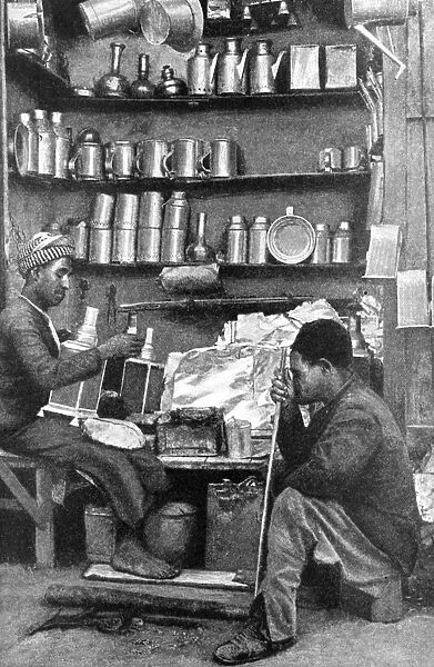 Tinsmiths in a tinsmiths shop, India, 1922. Artist: R Gorbold