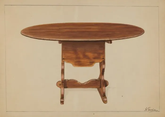 Framed Print : Tip Table (Hutch), c. 1936. Creator: Nicholas Gorid Framed Print : Tip Table (Hutch), c. 1936. Creator: Nicholas Gorid