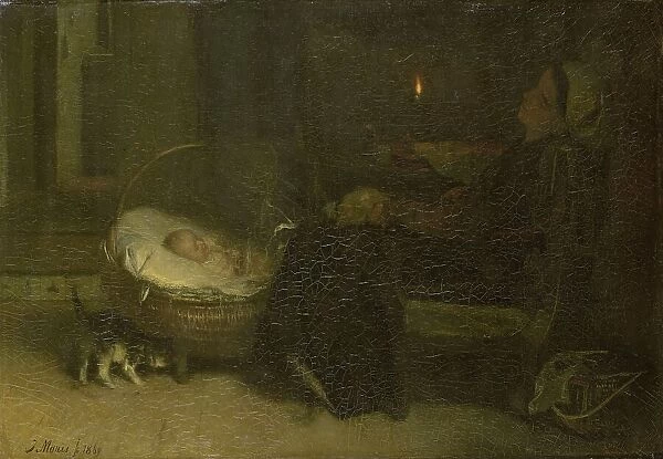 Tired Out (Mother Watched), 1869. Creator: Jacob Henricus Maris