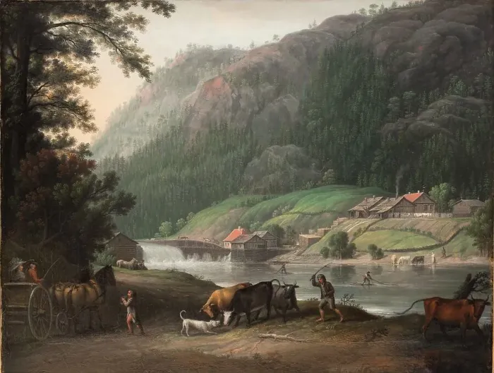 Framed Print : Tistedalen at Frederikshald in Norway, 1788. Creator: Erik Pauelsen Framed Print : Tistedalen at Frederikshald in Norway, 1788. Creator: Erik Pauelsen