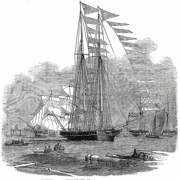 The 'Titania' Schooner Yacht, built for Mr. Robert Stephenson, C.E. 1850. Creator: Unknown. The 'Titania' Schooner Yacht, built for Mr. Robert Stephenson, C.E. 1850. Creator: Unknown