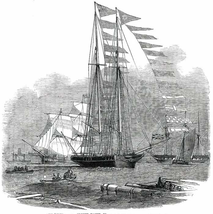 Framed Print : The Titania Schooner Yacht, built for Mr. Robert Stephenson, C.E. 1850. Creator: Unknown. The Titania Schooner Yacht, built for Mr. Robert Stephenson, C.E. 1850. Creator: Unknown Framed Print : The Titania Schooner Yacht, built for Mr. Robert Stephenson, C.E. 1850. Creator: Unknown. The Titania Schooner Yacht, built for Mr. Robert Stephenson, C.E. 1850. Creator: Unknown