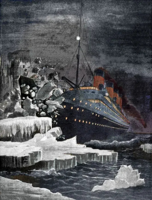 Framed Print : The Titanic colliding with an iceberg, 1912 Framed Print : The Titanic colliding with an iceberg, 1912