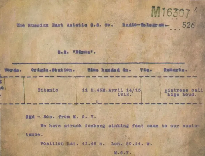 Framed Print : Titanic - Iceberg Telegram, 1912