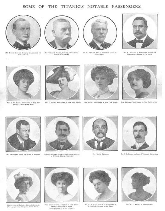 Framed Print : Some of the Titanics Notable Passengers, April 20, 1912. Creator: Unknown Framed Print : Some of the Titanics Notable Passengers, April 20, 1912. Creator: Unknown