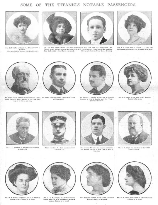 Framed Print : Some of the Titanics Notable Passengers, April 20, 1912. Creator: Unknown Framed Print : Some of the Titanics Notable Passengers, April 20, 1912. Creator: Unknown