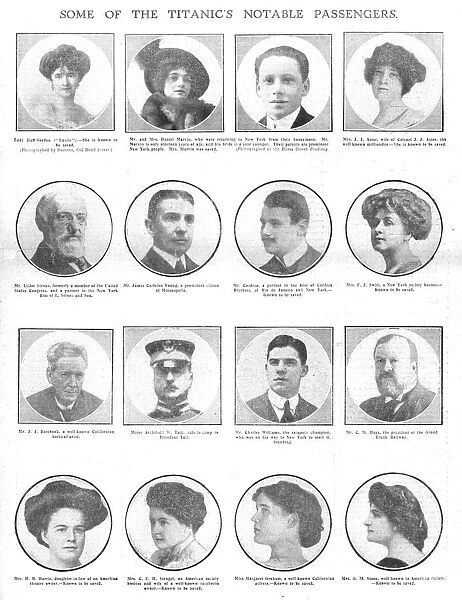 Some of the Titanics Notable Passengers, April 20, 1912. Creator: Unknown