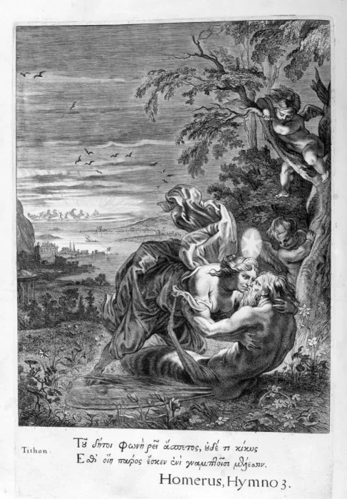 Framed Print : Tithonus, Eoss lover, turned into a grasshopper, 1655. Artist: Michel de Marolles