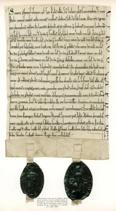 Framed Print : Title deed for properties surrounding the Guildhall, City of London, c1182-1201 (1886) Framed Print : Title deed for properties surrounding the Guildhall, City of London, c1182-1201 (1886)