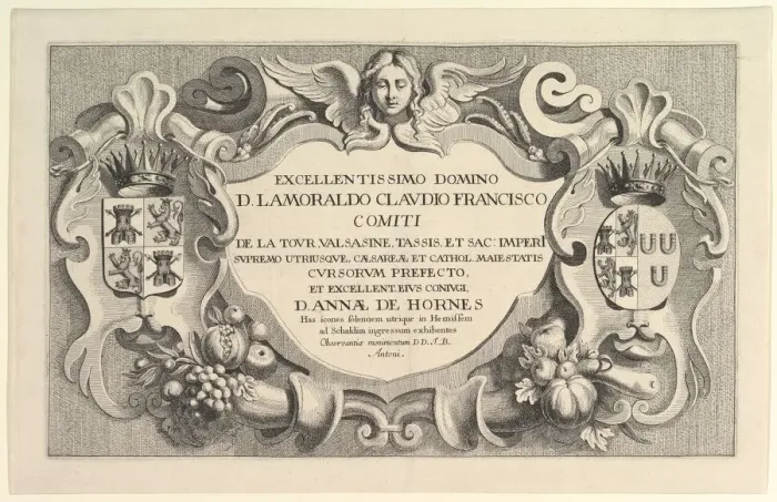 Framed Print : Title to the Entry into Hemissem, 1625-77. Creator: Wenceslaus Hollar Framed Print : Title to the Entry into Hemissem, 1625-77. Creator: Wenceslaus Hollar