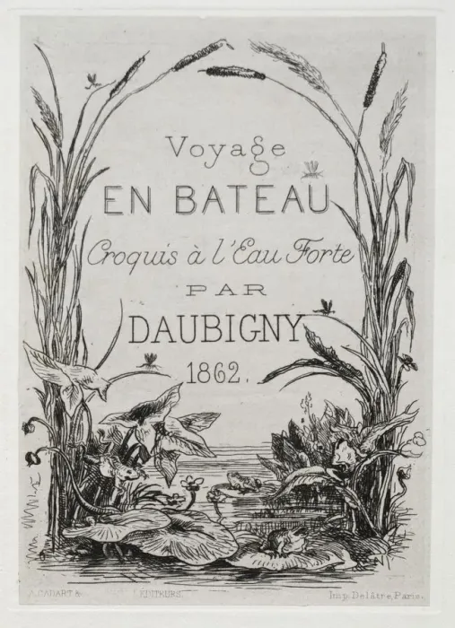 Framed Print : Title Frontispiece for the Album: The Boat Trip, 1861. Creator: Charles Francois Daubigny Framed Print : Title Frontispiece for the Album: The Boat Trip, 1861. Creator: Charles Francois Daubigny