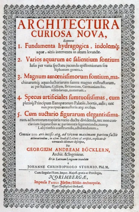 Framed Print : Title page of Architectura Curiosa Nova, 1664. Artist: Georg Andreas Bockler Framed Print : Title page of Architectura Curiosa Nova, 1664. Artist: Georg Andreas Bockler