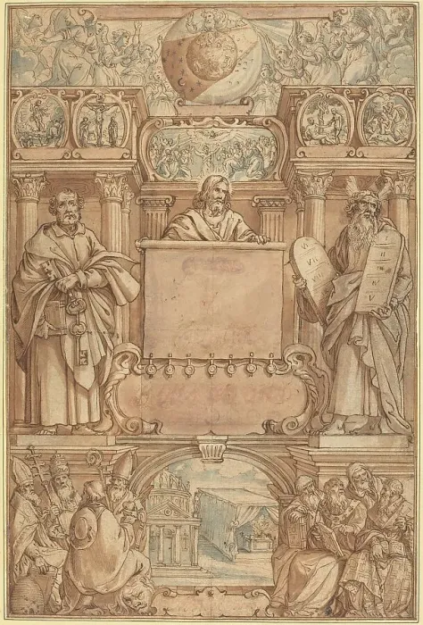 Framed Print : Title Page for a Bible. Creator: Augustin Braun Framed Print : Title Page for a Bible. Creator: Augustin Braun