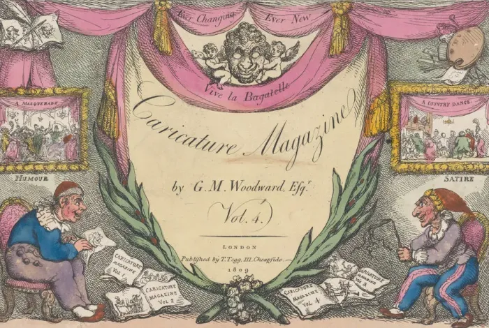 Framed Print : Title Page, The Caricature Magazine by G. M. Woodward, Vol. 4, 1809. 1809 Framed Print : Title Page, The Caricature Magazine by G. M. Woodward, Vol. 4, 1809. 1809