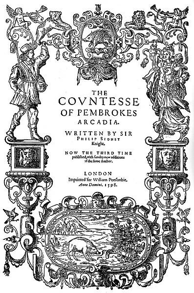 Title page of The Countess of Pembrokes Arcadia by Sir Philip Sidney, third edition, 1598 (1893)