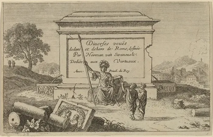 Framed Print : Title Page. Creator: Herman van Swanevelt Framed Print : Title Page. Creator: Herman van Swanevelt