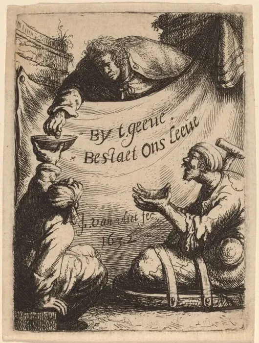 Framed Print : Title Page: Two Cripples Receiving Alms, 1632. Creator: Jan Georg van Vliet Framed Print : Title Page: Two Cripples Receiving Alms, 1632. Creator: Jan Georg van Vliet