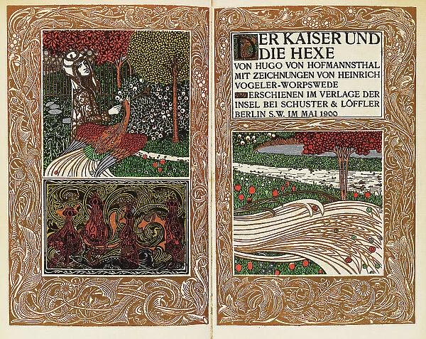Title page of 'Der Kaiser und die Hexe (The Emperor and the Witch)' by Hugo von Hofmannsthal, 1900. Creator: Vogeler, Heinrich (1872-1942). Title page of 'Der Kaiser und die Hexe (The Emperor and the Witch)' by Hugo von Hofmannsthal, 1900