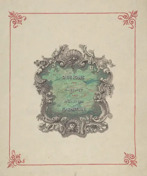 Framed Print : Title Page Design: Designs for Cabinet and Upholstery Furniture, 1830-1900 Framed Print : Title Page Design: Designs for Cabinet and Upholstery Furniture, 1830-1900