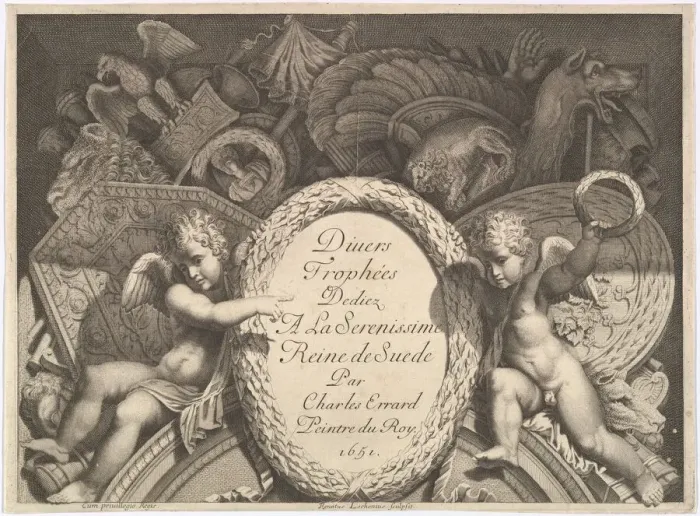 Framed Print : Title page of Divers Trophees (Weapon Trophies after the Faç Framed Print : Title page of Divers Trophees (Weapon Trophies after the Faç