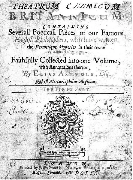 Title page of Elias Ashmoles Theatrum Chemicum Britannicum, 1652
