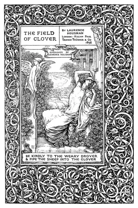 Framed Print : Title page to The Field of Clover, 1899. Artist: Clemence Housman Framed Print : Title page to The Field of Clover, 1899. Artist: Clemence Housman