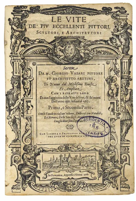 Framed Print : Title page from: Giorgio Vasari, The Lives of the Most Excellent Italian Painters Framed Print : Title page from: Giorgio Vasari, The Lives of the Most Excellent Italian Painters