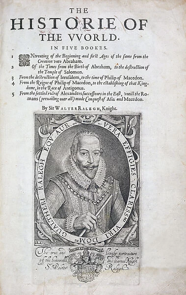 Title page from The Historie of the World by Sir Walter Raleigh, 17th century. Artist