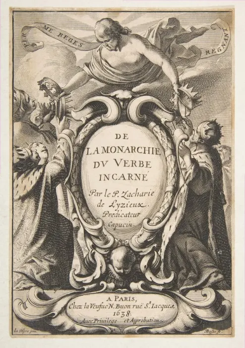 Framed Print : Title-page: De la Monarchie du Verbe incarne, 1638. Creator: Abraham Bosse Framed Print : Title-page: De la Monarchie du Verbe incarne, 1638. Creator: Abraham Bosse