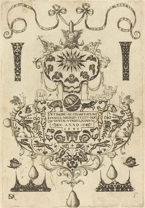 Framed Print : Title Page: Large Pendant, 1593. Creator: Daniel Mignot Framed Print : Title Page: Large Pendant, 1593. Creator: Daniel Mignot