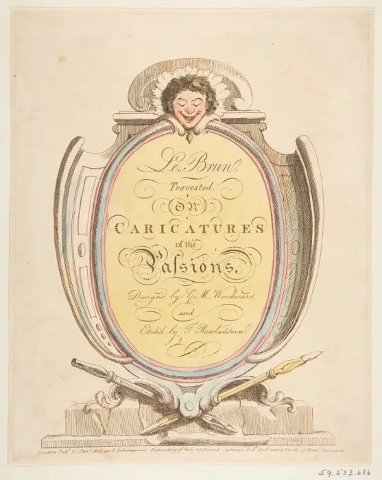 Framed Print : Title Page: Le Brun Travested, or Caricatures of the Passions, January 21, 1800 Framed Print : Title Page: Le Brun Travested, or Caricatures of the Passions, January 21, 1800