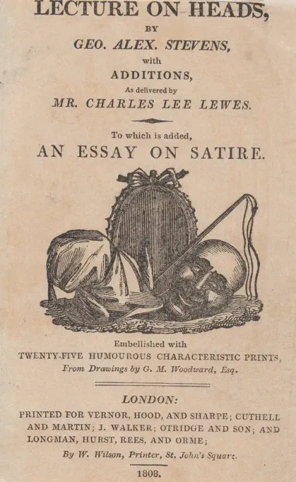 Framed Print : Title page, from A Lecture on Heads by George Alexander Stevens, April 1808 Framed Print : Title page, from A Lecture on Heads by George Alexander Stevens, April 1808