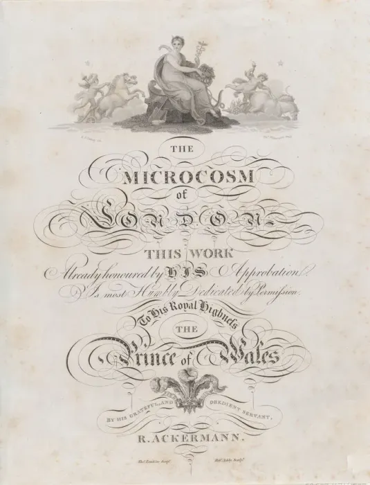 Framed Print : Title Page, The Microcosm of London, 1808. 1808. Creators: Robert Ashby Framed Print : Title Page, The Microcosm of London, 1808. 1808. Creators: Robert Ashby