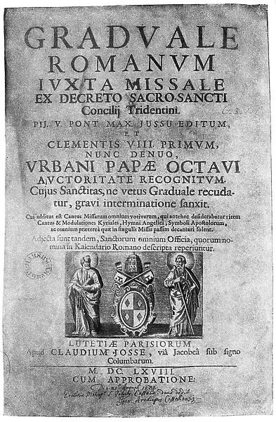 Title page of a Missal given by James II to John Brenan, 1894