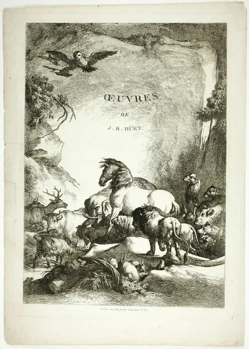 Framed Print : Title Page from Oeuvres de J. B. Huet, 1796–99. Creator: Jean Baptiste Marie Huet Framed Print : Title Page from Oeuvres de J. B. Huet, 1796–99. Creator: Jean Baptiste Marie Huet