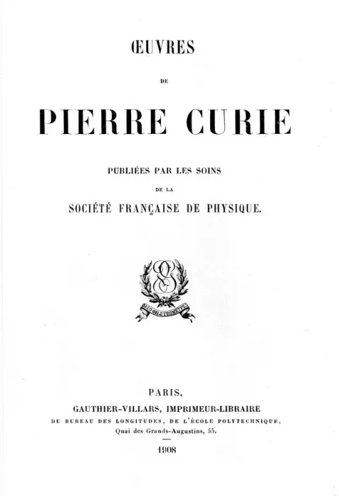 Framed Print : Title page of Oeuvres de Pierre Curie, 1908 Framed Print : Title page of Oeuvres de Pierre Curie, 1908