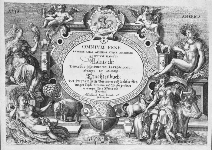Framed Print : Title Page, Omnium Pene Europae, Asiae, Aphricae atque Americae Gentium Habitus, 1580 Framed Print : Title Page, Omnium Pene Europae, Asiae, Aphricae atque Americae Gentium Habitus, 1580