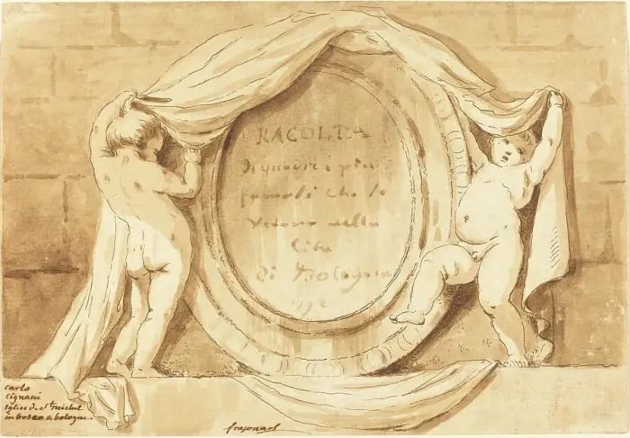 Framed Print : Title Page: Oval Design from the Church of San Michele de Bosco, Bologna, 1772. Creator: Jean Claude Richard Saint-Non Framed Print : Title Page: Oval Design from the Church of San Michele de Bosco, Bologna, 1772. Creator: Jean Claude Richard Saint-Non