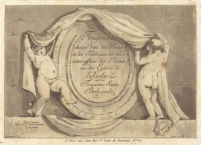 Framed Print : Title Page: Oval Design from the Church of San Michele de Bosco, Bologna, 1772. Creator: Jean Claude Richard Saint-Non Framed Print : Title Page: Oval Design from the Church of San Michele de Bosco, Bologna, 1772. Creator: Jean Claude Richard Saint-Non