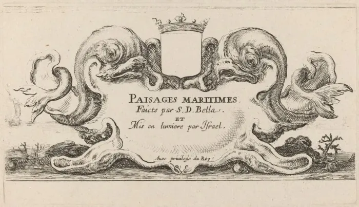 Framed Print : Title Page for Paysages maritimes, 1644. Creator: Stefano della Bella Framed Print : Title Page for Paysages maritimes, 1644. Creator: Stefano della Bella