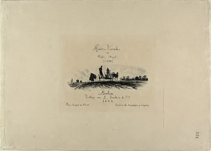 Framed Print : Title page, from Radierversuche, 1844. Creator: Adolph Menzel Framed Print : Title page, from Radierversuche, 1844. Creator: Adolph Menzel