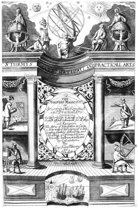 Framed Print : Title page of Samuel Sturmy, Mariners Magazine, London, 1669. Artist: Samuel Sturmy Framed Print : Title page of Samuel Sturmy, Mariners Magazine, London, 1669. Artist: Samuel Sturmy